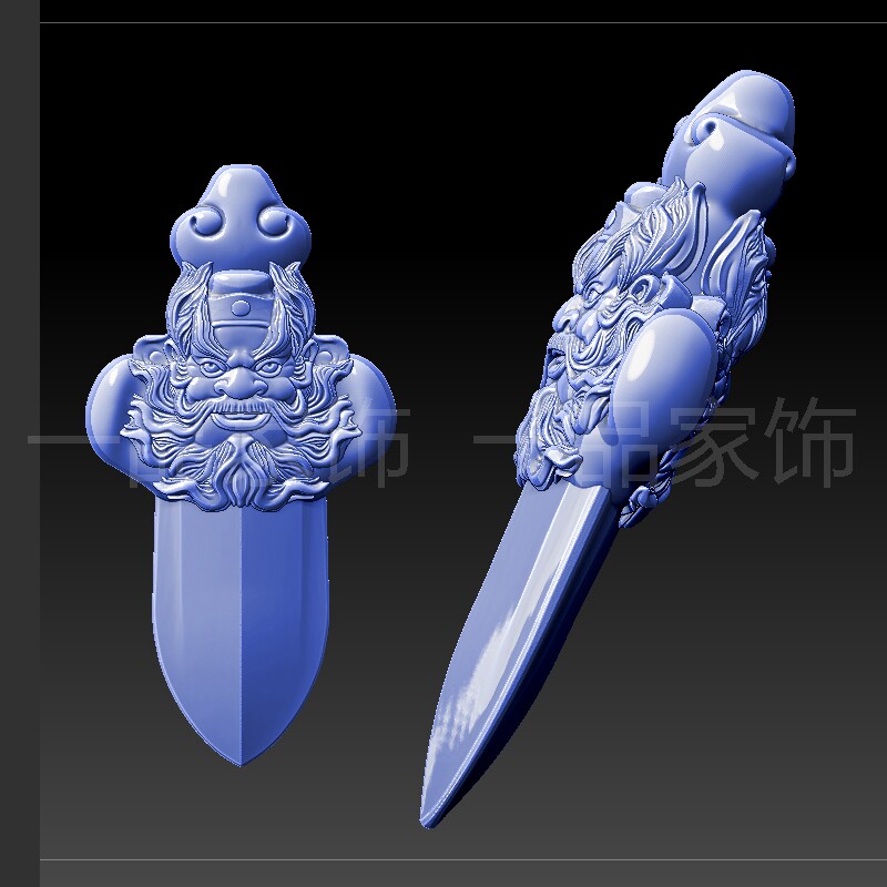 188钟馗剑stl格式圆雕图雕刻图模型文件三维立体精雕图3d