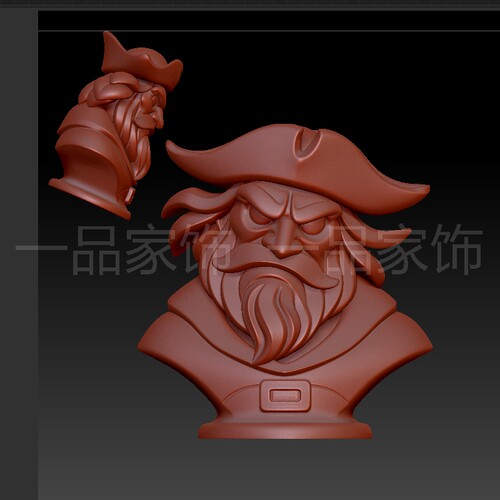 4海盗头像是stl格式圆雕图雕刻图模型文件三维立体图3d