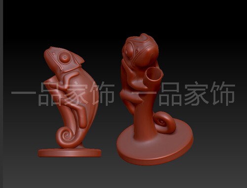 变色龙笔插 stl雕刻图圆雕图模型文件三维立体精雕图3d打印图纸