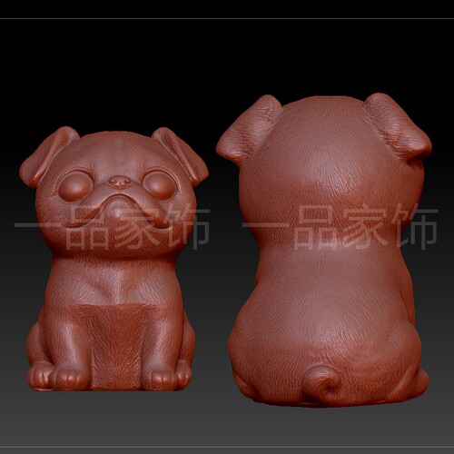 哈巴狗33stl雕刻图圆雕图模型文件三维立体精雕图3d打印图