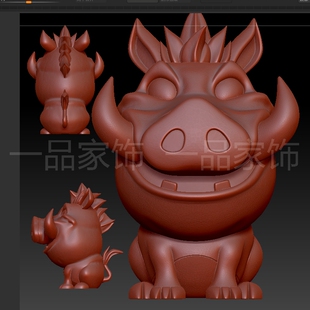 7改尾巴野猪澎湃stl格式 圆雕图雕刻图模型文件三维立体图3d