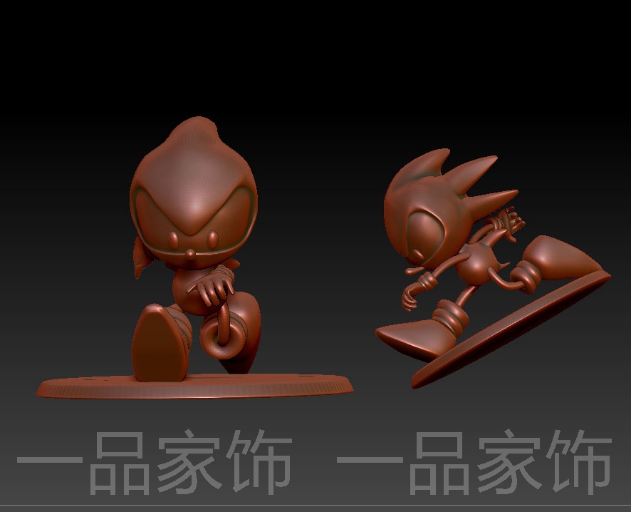 奔的索尼克雕刻图圆雕图stl模型文件三维立体精雕图3d打印图纸