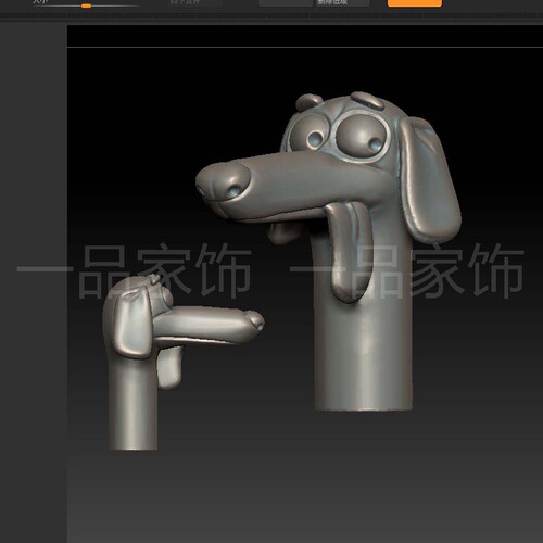 65狗头拐杖头头stl格式圆雕图雕刻图模型文件三维立体图3d