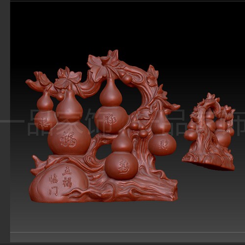 葫芦摆件图stl雕刻图圆雕图模型文件三维立体精雕图3d打印图