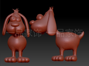 卡通萌狗圆雕图核雕图stl模型三维图立体图精雕图3d打印非实物