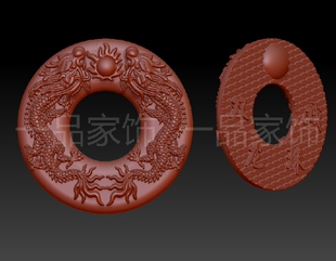 双龙戏珠圆雕图核雕图stl模型三维图立体图精雕图3d打印非实物