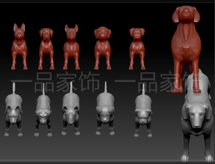 狗群圆雕图核雕图stl模型三维图立体图精雕图3d打印非实物