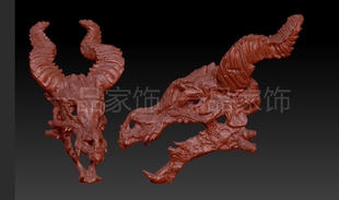 龙头骨头圆雕图stl模型核雕图三维图立体图精雕图3d打印非实物