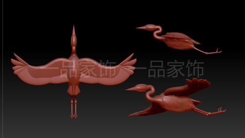 白鹭圆雕图核雕图stl模型三维图立体图精雕图3d打印非实物