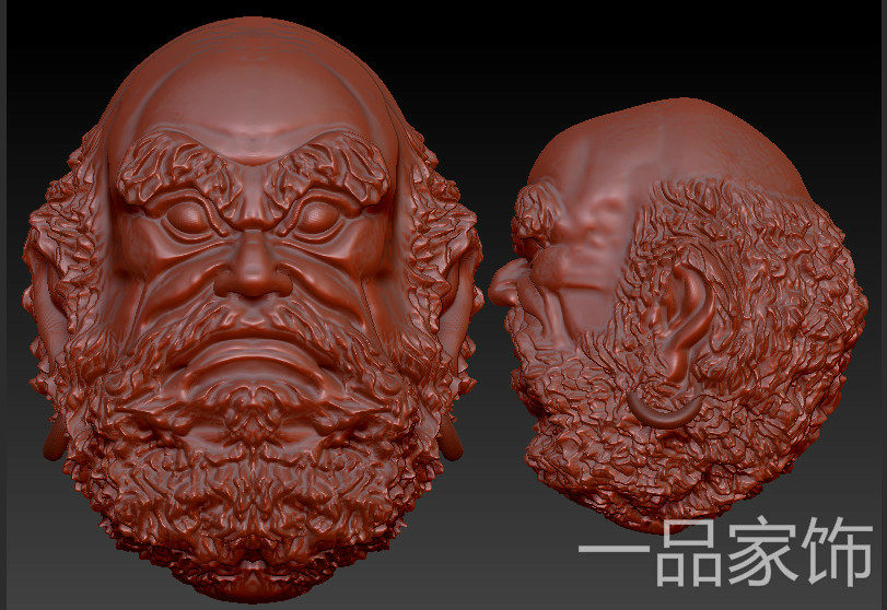 达摩头3d打印圆雕图四轴cnc雕刻机精雕图核雕三维立体图stl模型