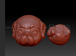 萌狗头在圆雕图stl模型三维图立体图精雕图3d打印非实物