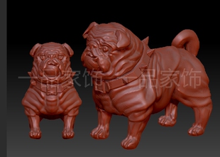 萌狗圆雕图核雕图stl模型三维图立体图精雕图3d打印非实物