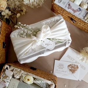 森系奶白色花语草编篮风吕敷婚礼伴娘女士商务伴手礼闺蜜生日礼物