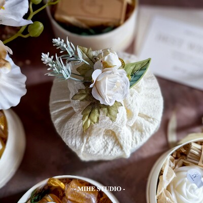 新品森系奶白色花语风吕敷户外派对婚礼商务活动成品桌礼喜糖礼