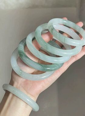 和田玉白月光白玉手镯金丝玉扁玉石真正品天然玉镯子平安镯送女友