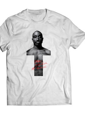 黑人嘻哈明星2pac 1991年无罪释放纪念签名T恤短袖