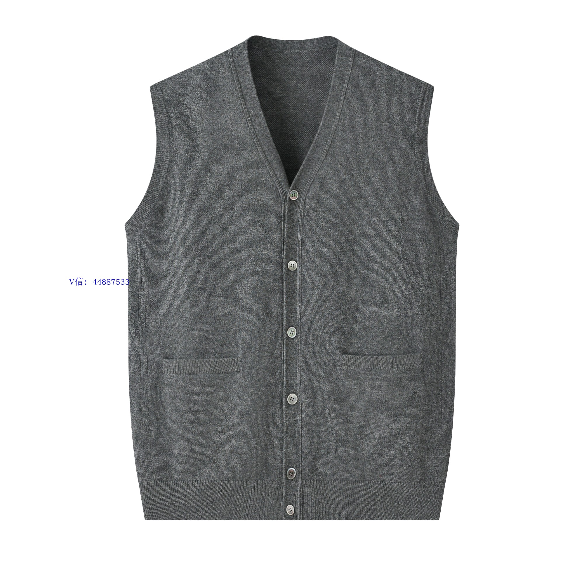 鄂尔多斯市纯色羊绒马甲男开衫V领背心秋冬加厚保暖坎肩无袖毛衣