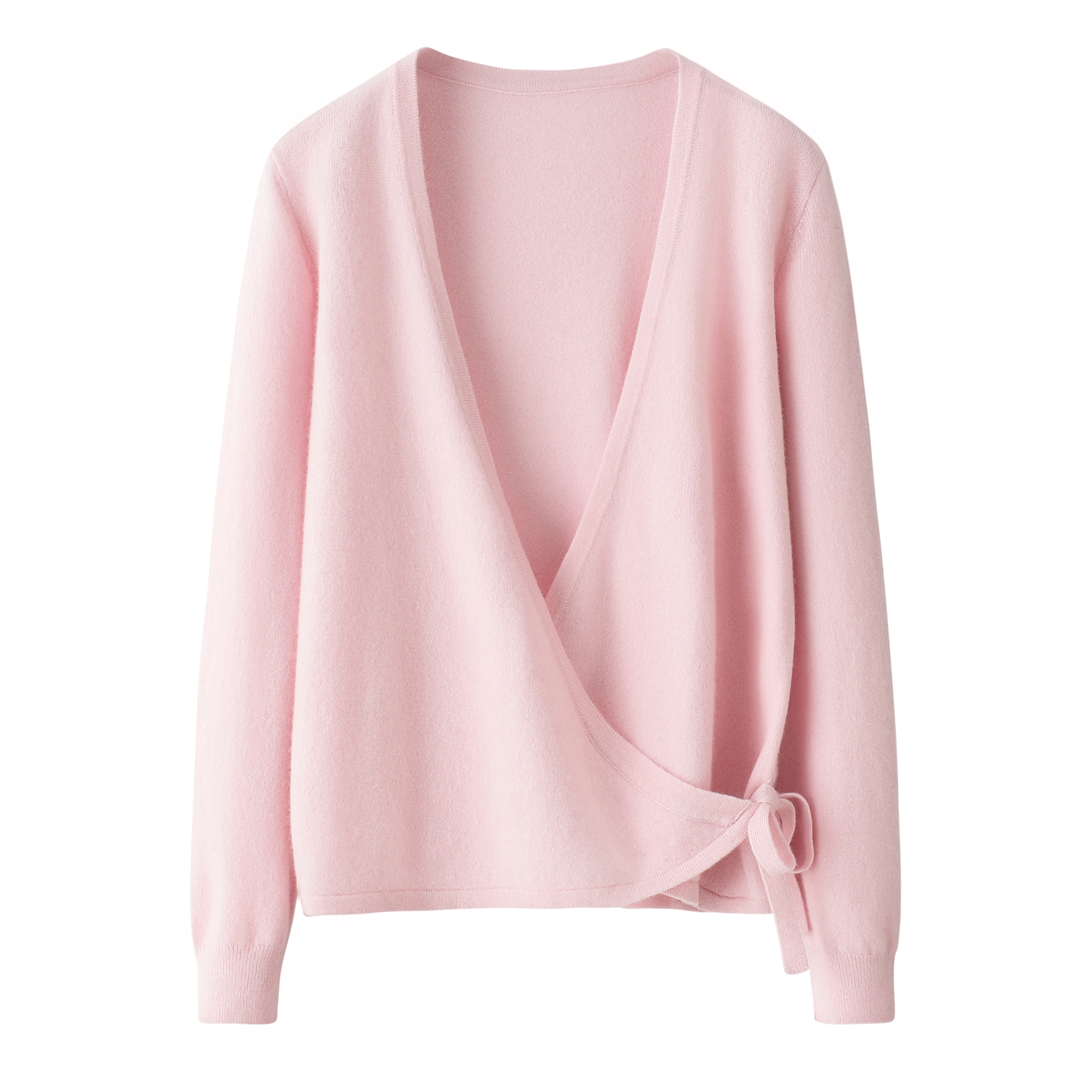 鄂市100%纯羊绒衫春秋新款深V领女开衫针织衫气质外套上衣