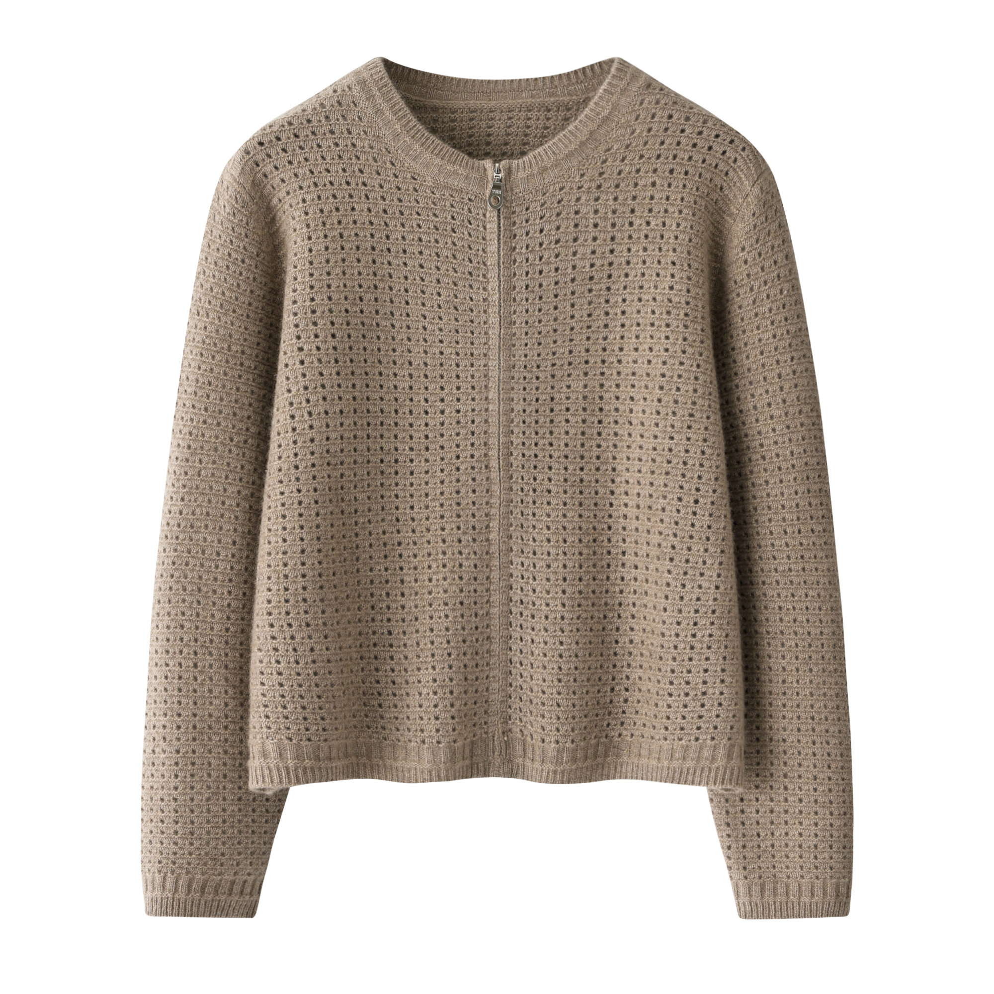 鄂市100%纯山羊绒衫女加厚毛衣开衫外套拉链针织正品毛衫