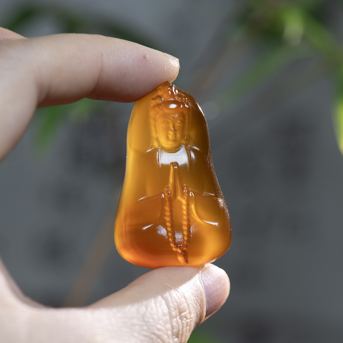 天然北红玛瑙素衣观音项链逊克观音吊坠雕刻菩萨护身挂件本命年