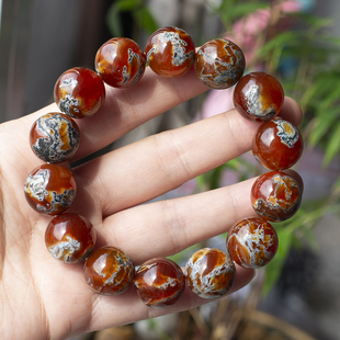 天然阜新红油水草玛瑙12-18mm单圈手链串佛珠男女情侣本命年礼物