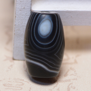 天然缠丝玛瑙勒子桶珠天眼天珠像形DYI配件民族风散珠半宝石云背