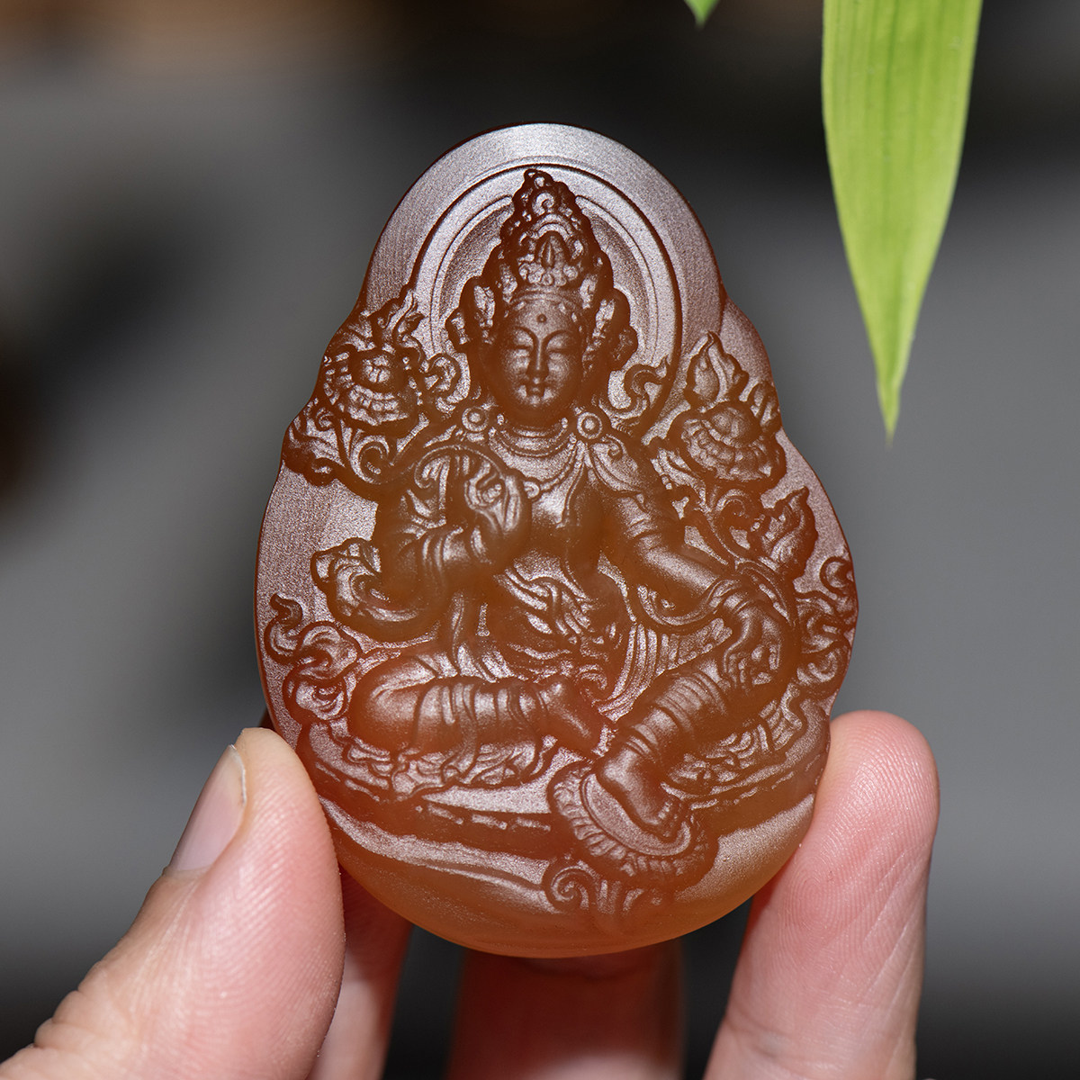 天然玛瑙观音吊坠绿度母项链民族风佛像结缘随身佛牌藏传用品DIY