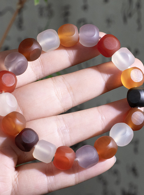 天然玛瑙六方手串复古转运珠