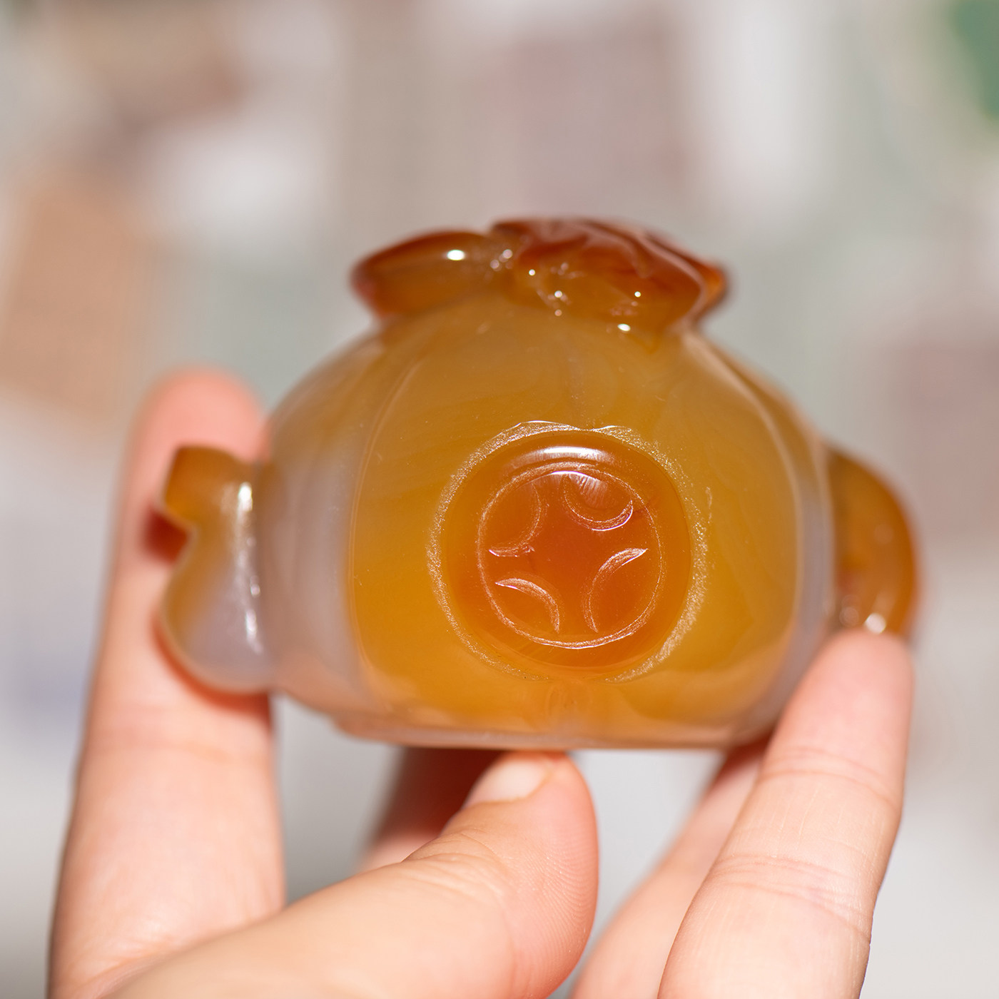天然玛瑙中式南瓜手把件