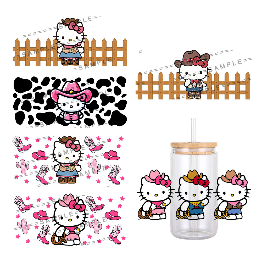 凯蒂猫KITTY手帐素材电动车行礼箱书桌UV转印贴纸透明水晶标贴