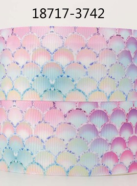彩色印刷织带 鱼鳞纹卡通螺纹织带DIY发饰 18717-3742