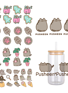 pusheen胖吉喵手帐素材贴纸可爱卡通人物贴纸杯子手机壳