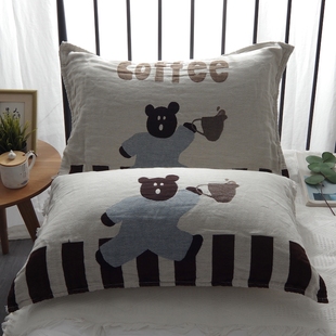 新款 加厚柔软透气吸汗成人单人情侣全棉枕头巾 纯棉纱布枕巾一对装