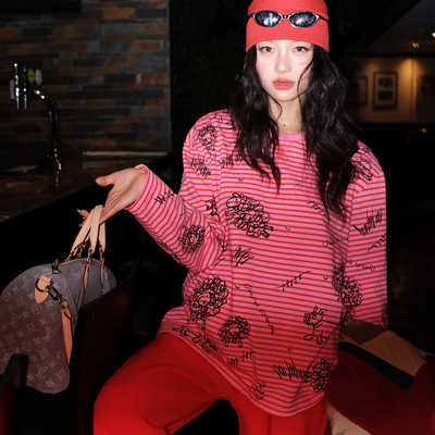 洋气新店REDMEMORY好甜呀 唤醒多巴胺 元气满满 软萌小羊条纹T