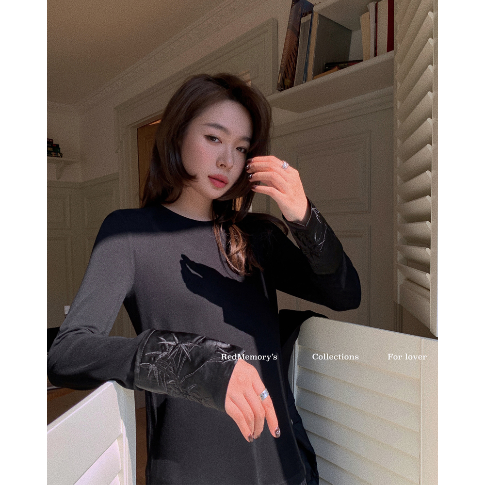 洋气新店 2024新中式配套打底衫 极简高雅的中国竹子·真丝袖TEE