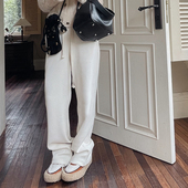 子女秋冬季 洋气新店 条绒白色阔腿裤 运动休闲加绒裤 拿手好版 型
