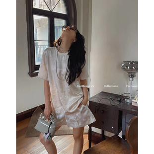 洋气新店REDMEMORY 喜鹊竹影东方浮雕提花丝棉t恤