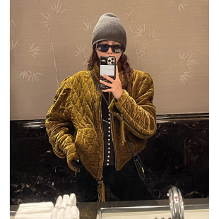 洋气新店REDMEMORY高定系列 进口真丝绒棉服 中古west太后人鱼袖