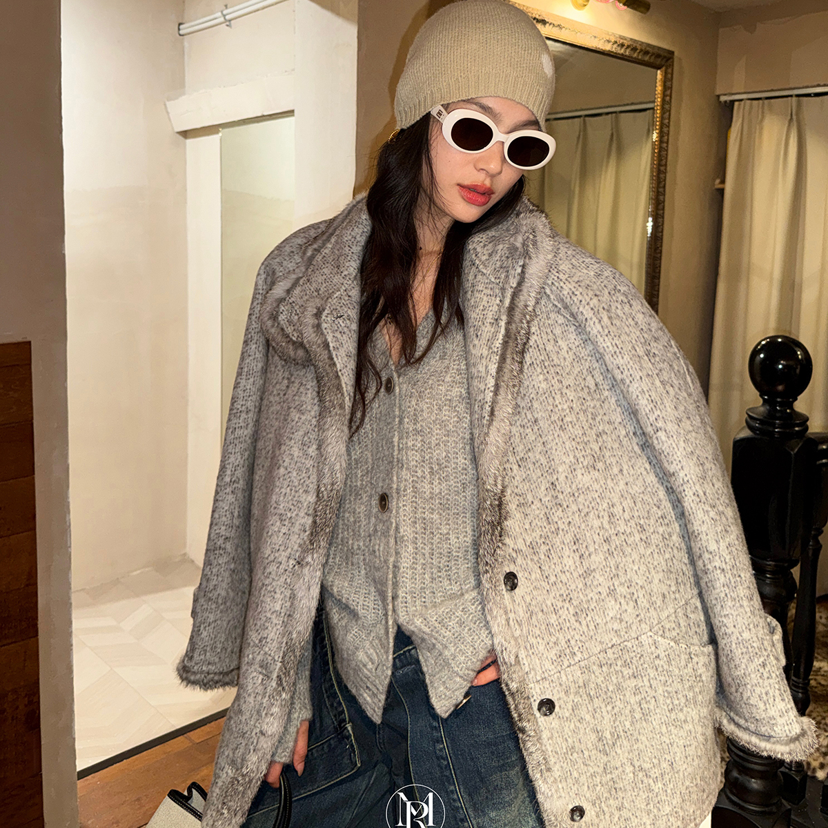 洋气新店REDMEMORY隔绝冷空气 雪国随记 恋冬兔毛立领羊毛大衣