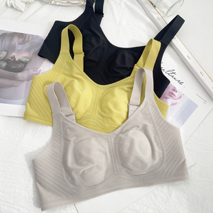 纯色无痕超薄大胸显小无钢圈文胸果冻条3D软支撑收副乳内衣女5543