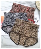 古妃7553高腰豹纹无痕超薄冰丝柔软透气速干提臀性感内裤 女三条装