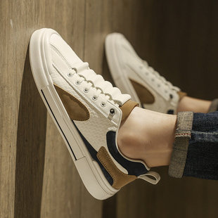 欧洲站男鞋2026新款春季小白鞋潮鞋男士皮面平底百搭运动休闲板鞋