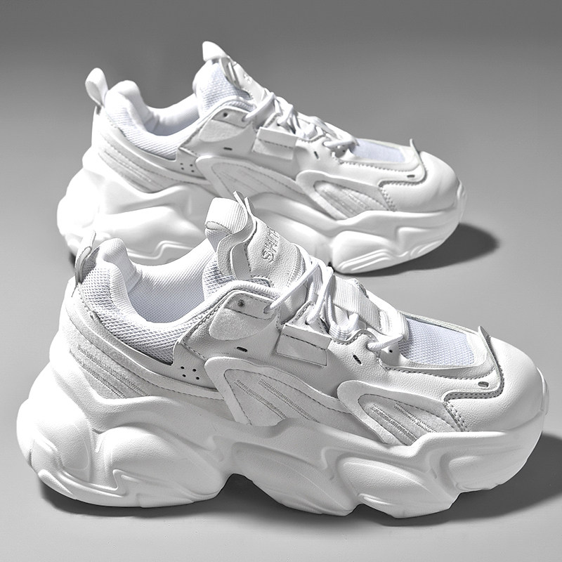 老爹鞋男ins潮2025新款秋季透气情侣厚底增高男士白色休闲运动鞋