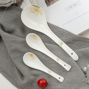 金岚玉骨瓷中号长柄小马戈勺小汤勺面碗长把勺子羊汤勺面碗勺