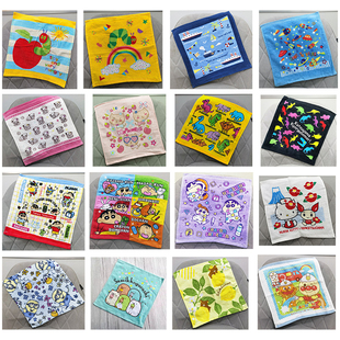 34x34cm小新毛毛虫恐龙面包火箭外贸卡通纯棉大方巾儿童成人毛巾