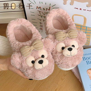 棉拖鞋女2024新款冬季外穿厚底居家防滑室内包跟加绒保暖棉鞋假日