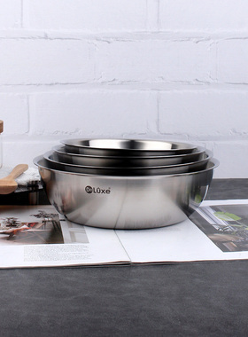 18/10不锈钢圆形汤盆和面盆料理盆备菜盆304加厚家用大号洗菜盆