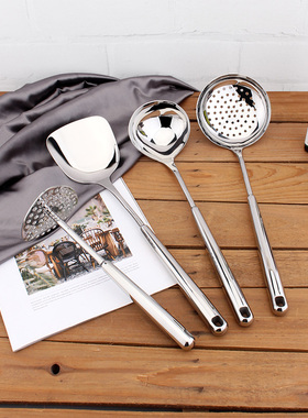 18/10不锈钢全景光全套勺铲炒菜做饭煮汤厨具压泥烧菜铲子漏勺子