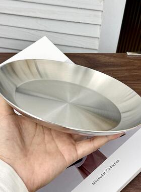 小怪兽18/10不锈钢19cm圆盘餐盘菜碟子烤盘平盘煎盘浅盘加厚家用