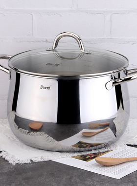 18/10不锈钢大容量汤锅商用家用炖骨头卤肉30cm深汤高汤大锅加厚